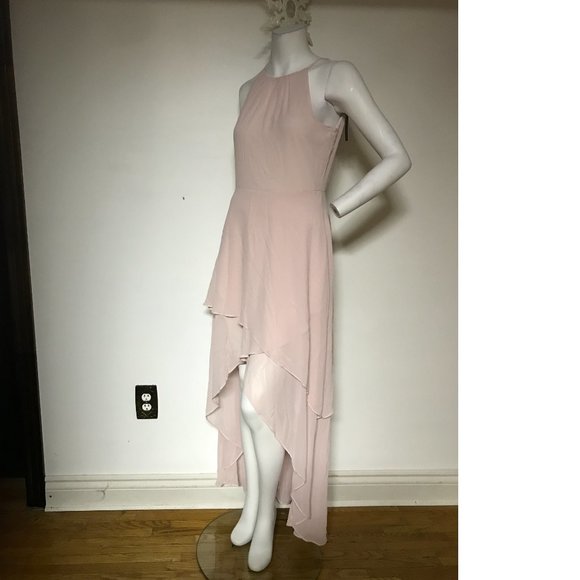 Le Chateau Dusty Rose Blush Pink Wedding Asymmetrical Gown Maxi Dress NWT - Picture 1 of 5